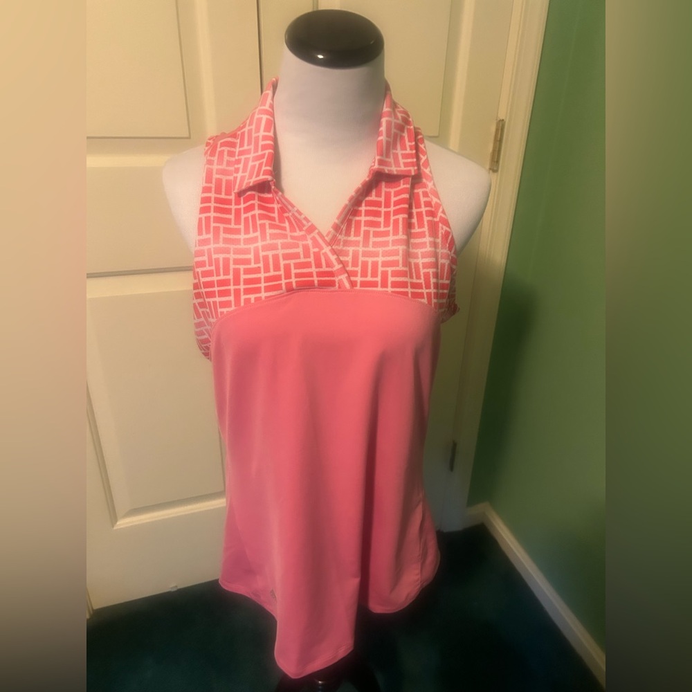 Adidas Pink Geometric Golf Tank Top